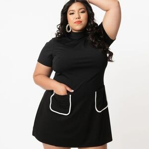 Smak Parlour Plus Size Black Mock Turtleneck Wave Maker Dress 12